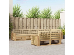 Vidaxl Conjunto De Sofás Para Exterior 8 Unid. Branco E Bege Poliéster