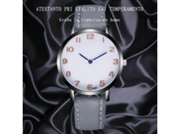 Relógio de Pulso Masculino Zhoulianfa Quartzo Ouro Rosa com Pulseira Pu Cinza