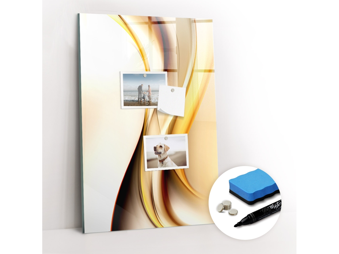 Quadro Magnético Abstração De Onda Dourada Para O Quarto Das Crianças Espelharte (40x60 Cm)