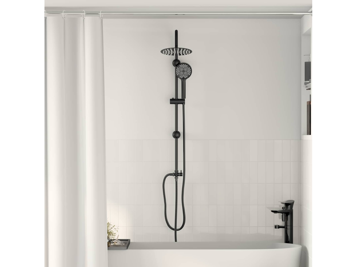 Vidaxl Sistema De Chuveiro Preto 47 X 20 X 95 Cm Aço Inoxidável