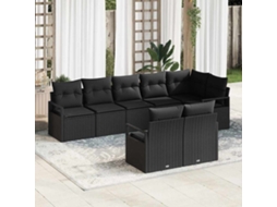 Vidaxl Conjunto De Sofá De Jardim 8 Unid. Preto Vime Pe