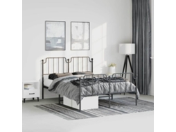 Vidaxl Estrutura De Cama Com Cabeceira E Pés 135x190 Cm Metal Preto