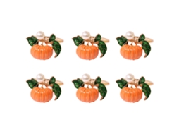 Anéis Guardanapos Abóbora Pérola Halloween 6pcs