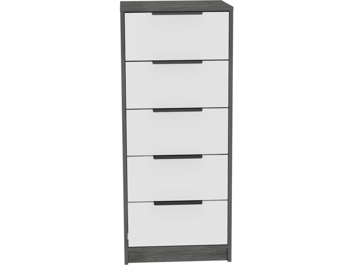 Conjunto de Mesa de Cabeceira e Cómoda TUHOME Kaia (Cinzento e Branco - Aglomerado - 107x45x41.3 cm)