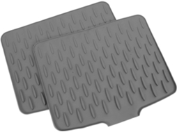 Tapete De Silicone Cinza Grande Galpada Para Escorredor Pia Cozinha, 40x33 Cm, Antiderrapante E Fácil De Limpar, Ideal
