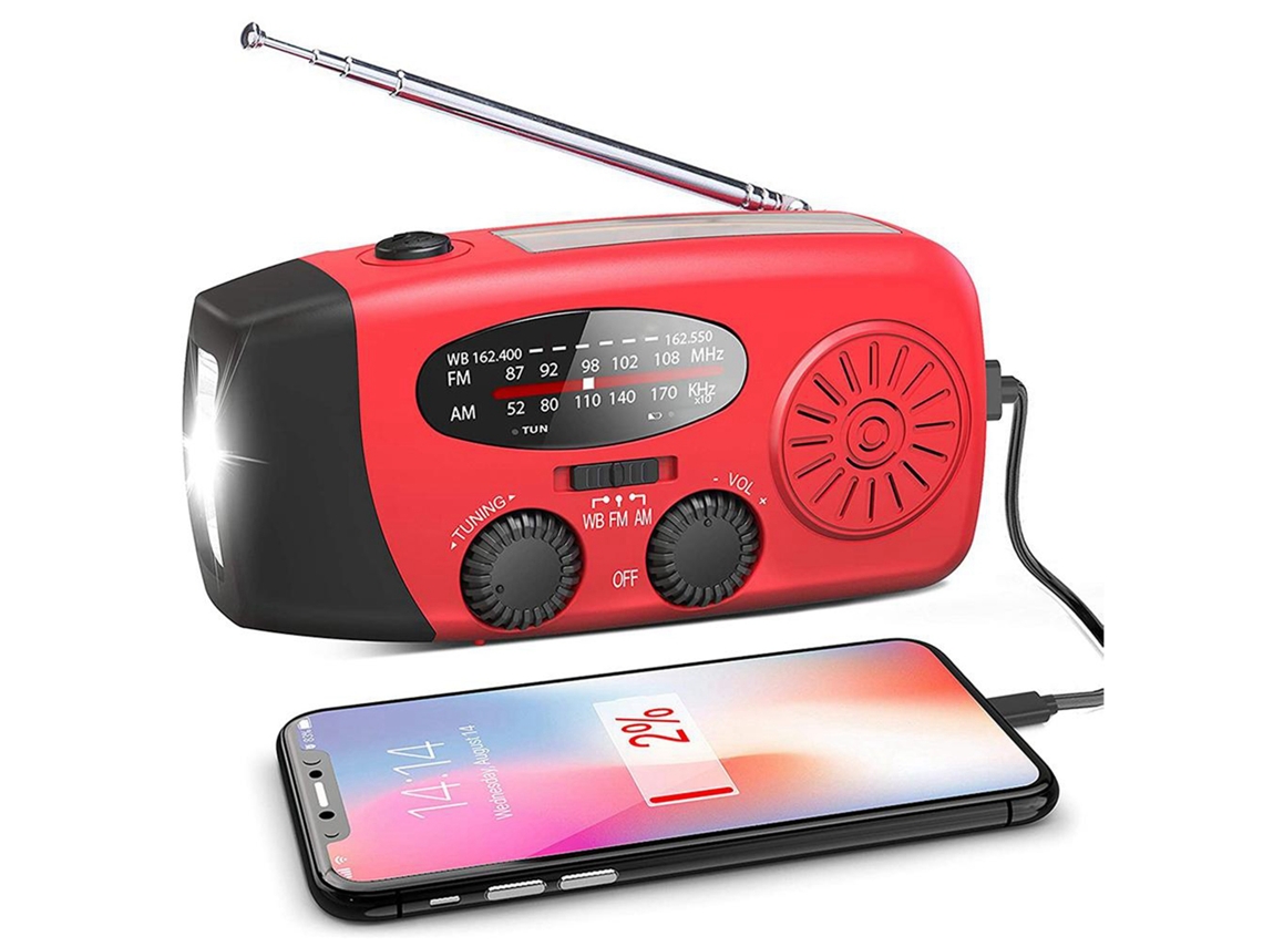 Rádio De Emergência Portátil Solar Com Manivela Lanterna Led Alarme Sos Para Emergências Ao Ar Livre