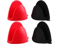 2 Pares Luvas Silicone Preto/vermelho Resistentes Calor, para Cozinha/bbq ZYBLSSBB
