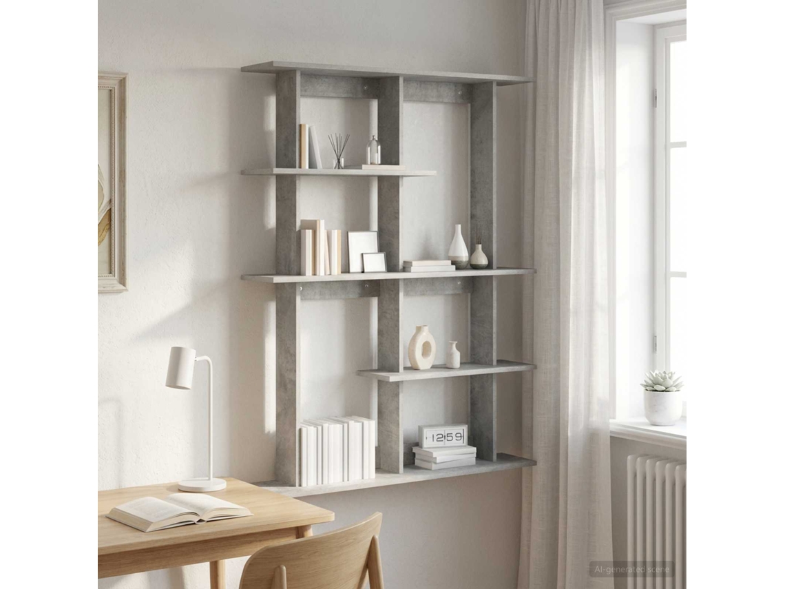 Vidaxl Prateleira De Parede Cinzento Cimento 102 X 20 X 130 Cm