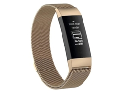 Pulseira De Relógio Lurelia Magnética Em Aço Inoxidável Fitbit Charge 4 Tamanho Grande 210x18 Mm Champanhe Dourado