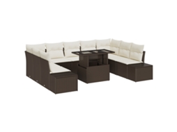 Conjunto 10 De Sofás De Jardim Vidaxl Bege Vime Pe, Poliéster, Aço