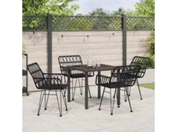 Vidaxl Conjunto De Jantar Para Jardim 5 Pcs Preto Aço Revestido A Pó