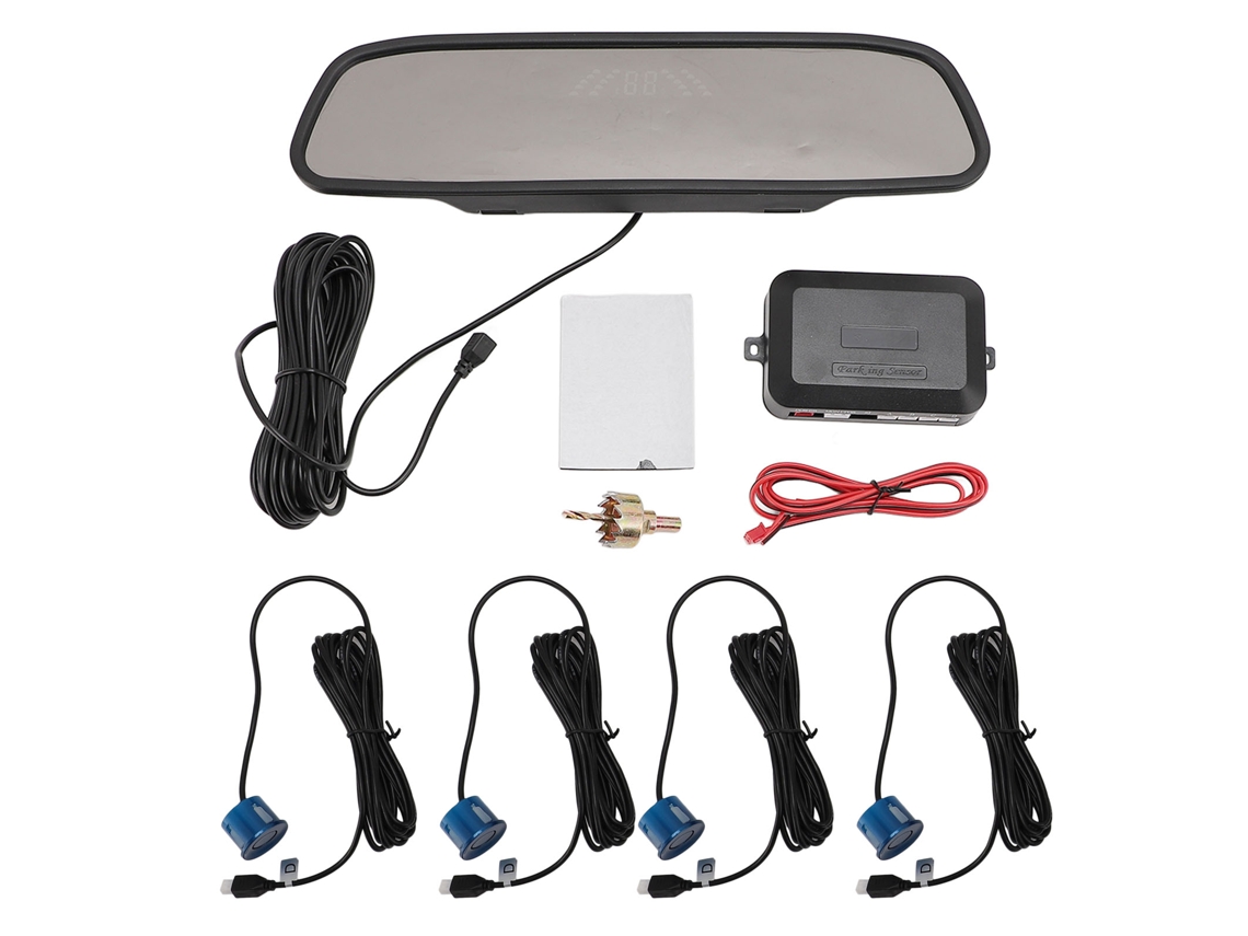 Sistema de Radar de Ré com 4 Sensores Alerta Sonoro/visual Display LED para Carro SUV Caminhão Azul | S/MARCA