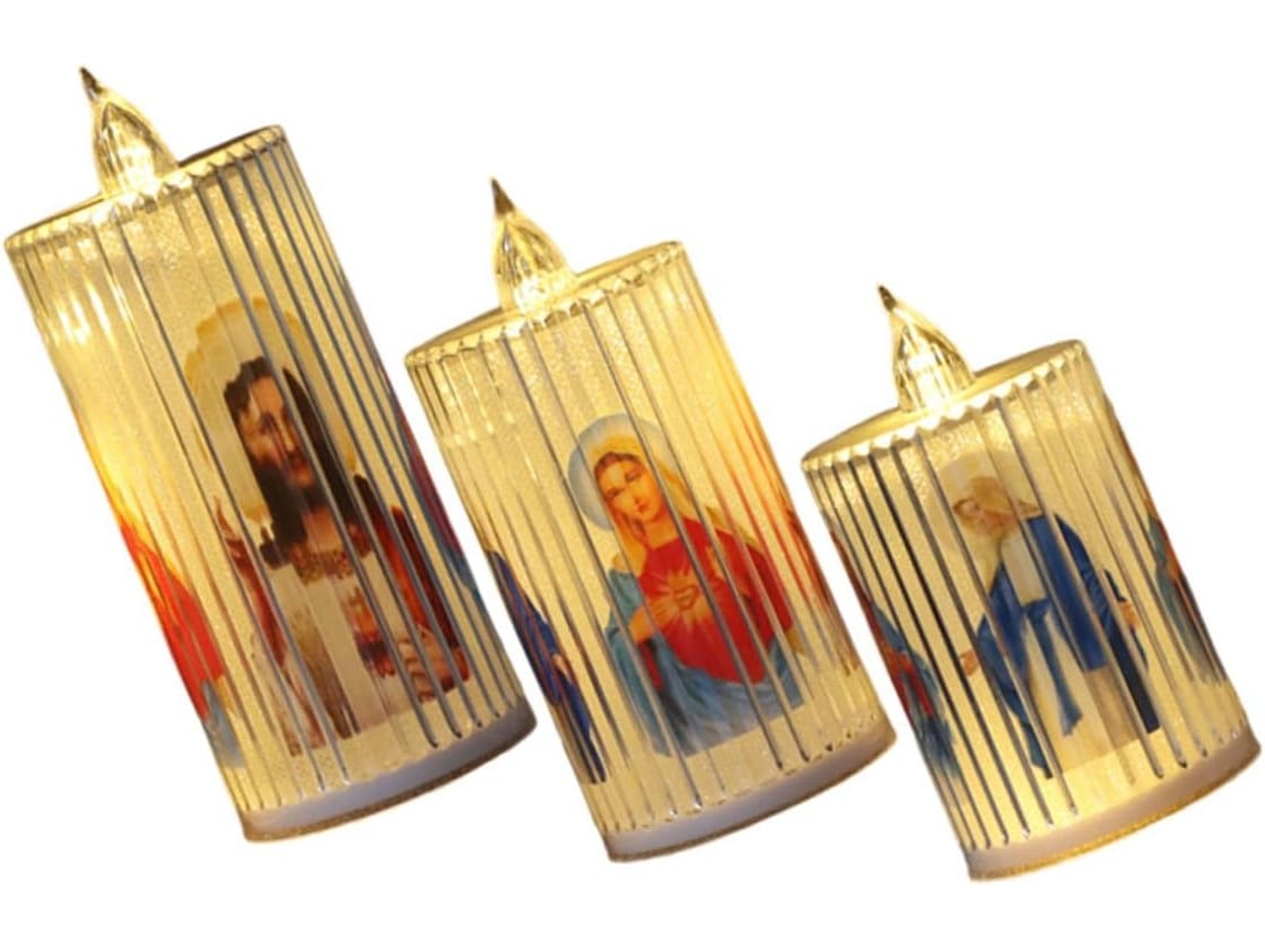 Vela Led Decorativa Sem Chama, Conjunto De 3 Velas, Para Mesa No Natal