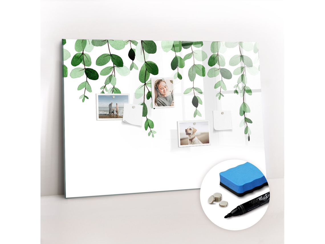 Quadro Magnético Colorido Folhas De Plantas Para O Escritório Espelharte (100x70 Cm)