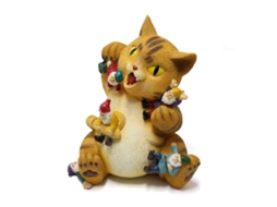 Figura Gato E Anão Para Decoração Jardim E Casa