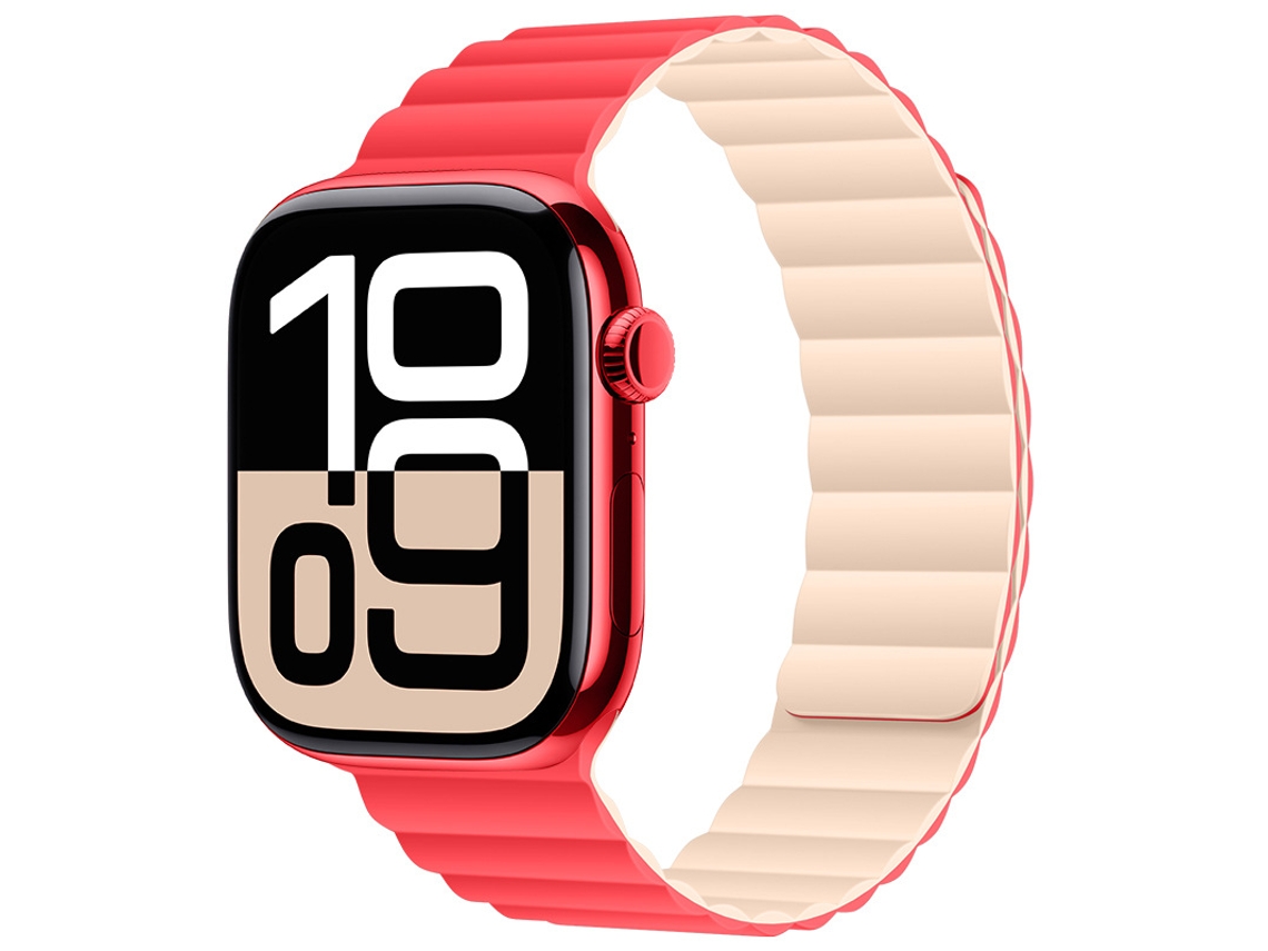 Bracelete Para Apple Watch 38/40/41/42mm Vermelho-bege Cuich