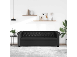 Vidaxl Sofá Chesterfield De 3 Lugares Em Couro Artificial Preto
