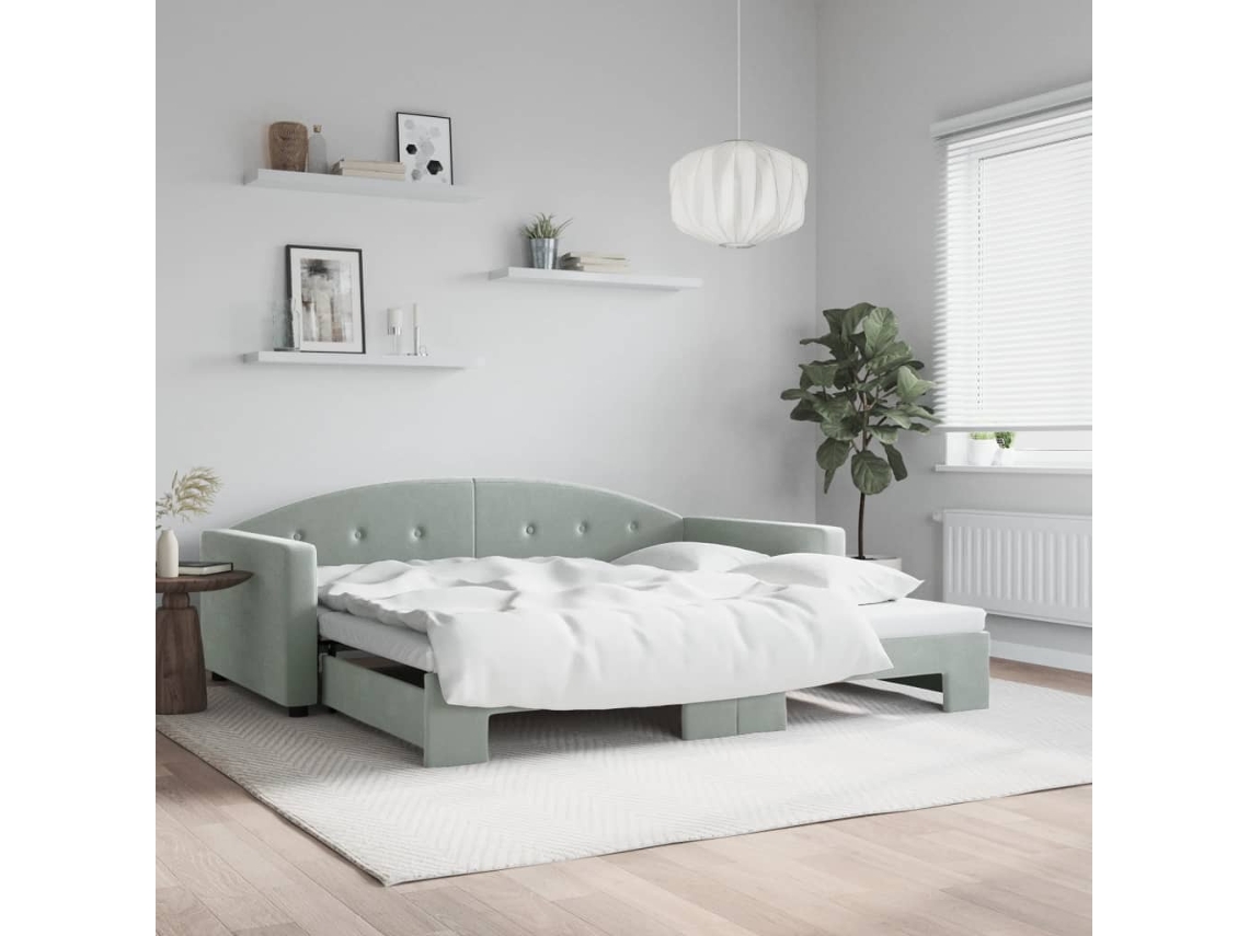 Vidaxl Sofá-cama Com Gavetão 100x200 Cm Veludo Cinzento-claro