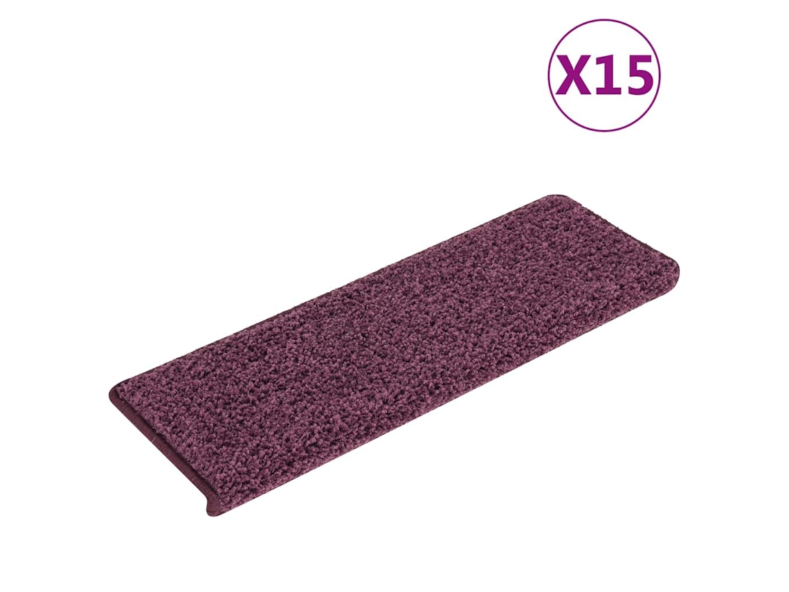 Vidaxl Tapetes De Escada 15 Peças 65x21x4 Cm Roxo Escuro Com Borda Retangular