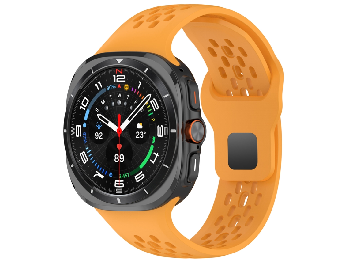 Pulseira Para Samsung Galaxy Watch Ultra 47mm Pulseira De Silicone Respirável  (amarela)