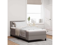 Vidaxl Cama Box Com Fitas Led Cinzento-acastanhado 90 X 190 Cm Tecido