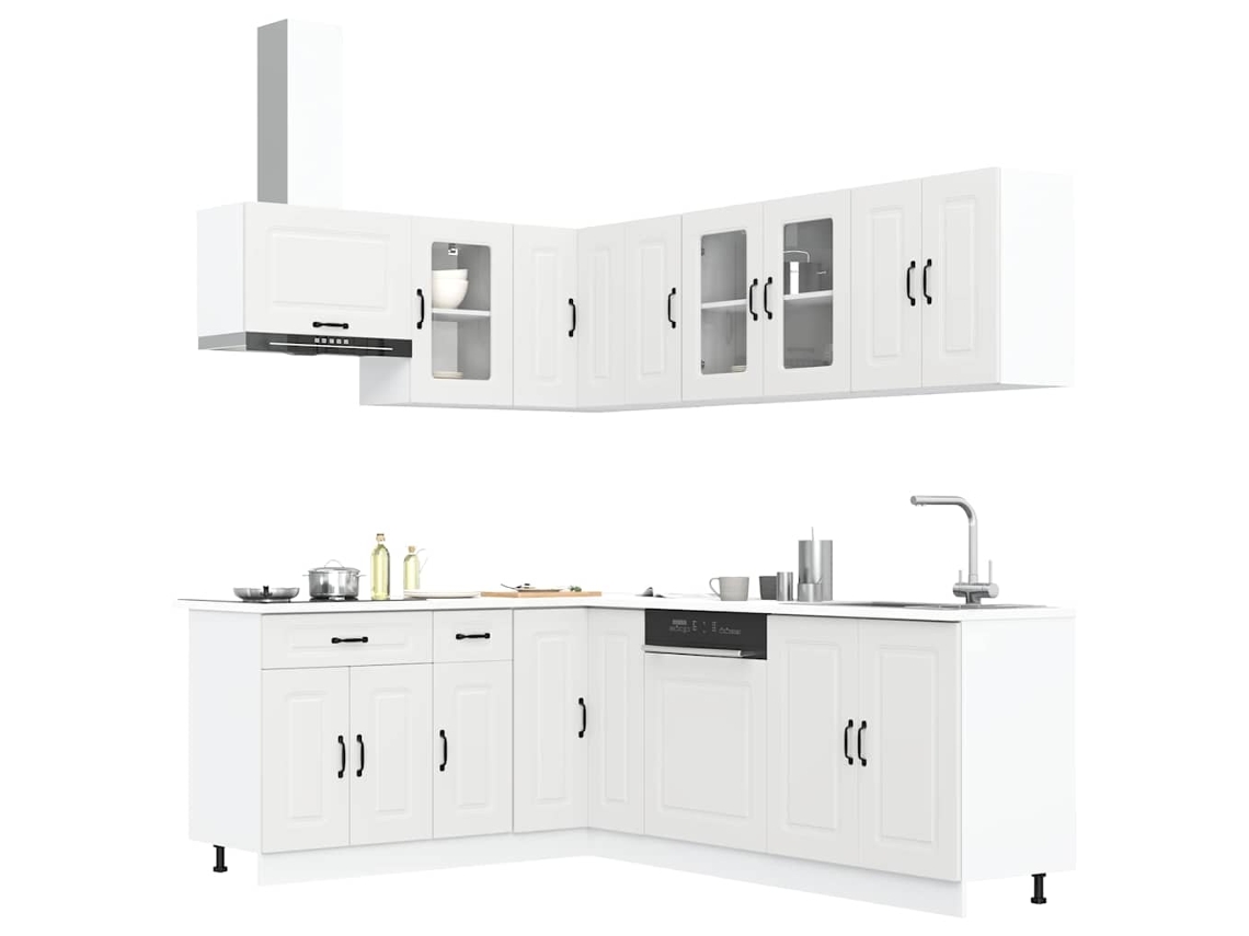 Vidaxl 11 Peças Armário De Cozinha Conjunto Kalmar Branca