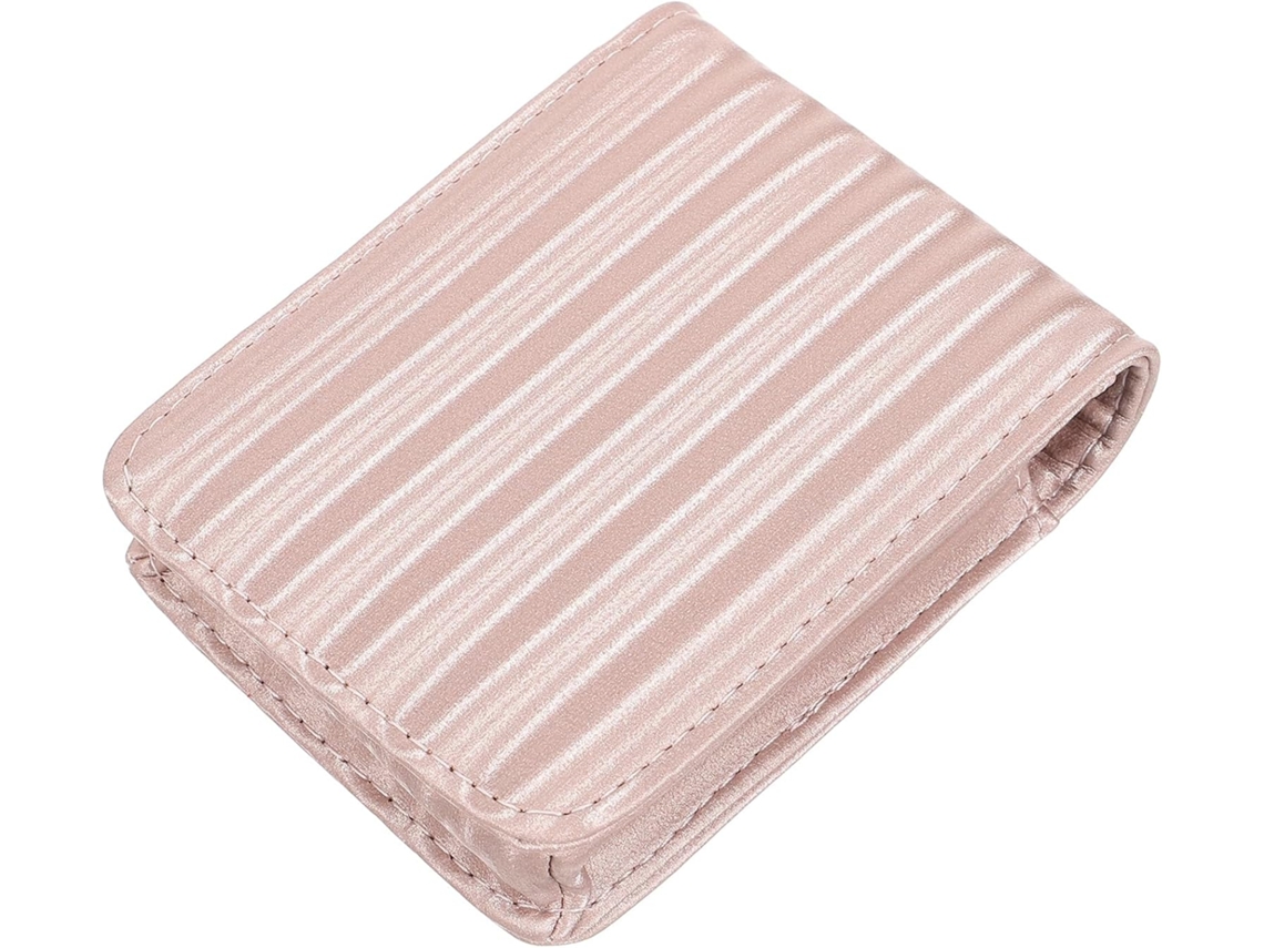 Esse É Para Batom Em Couro Pu Rosa Com Espelho Embutido, Bolsa Pequena.