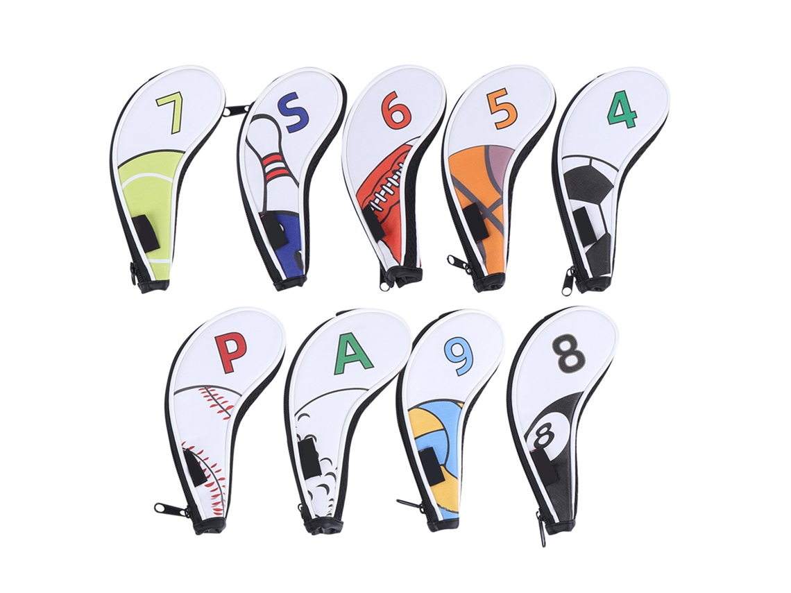 Conjunto de 9 Capas Protetoras para Ferros de Golfe com Zíper em Pu BRILVIBERA