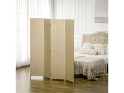 Biombo Separador De Ambientes 4 Painéis 159.5x169.5cm Divisor Dobrável Corda Papel Marrom