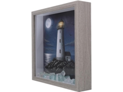 Luminária Noturna Toddmomy Farol Com Moldura De Madeira E Vitral,
