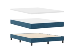 Conjunto 1 Cama Box Vidaxl Azul Veludo (190 X 140 Cm)