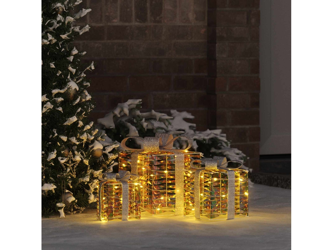 Vidaxl Caixa De Presente De Natal Iluminada 3 Unid. 150 Led