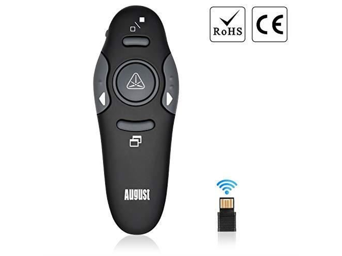 August Lp205 Ponteiro Laser Red Wireless Professional Powerpoint Slideshow Apresentação Controle Remoto August