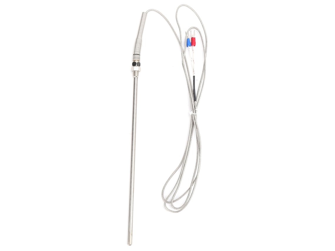 SONDA Termopar Tipo K com Rosca M8 Aço Inoxidável 5x200mm Sensor de Temperatura 0 a 800°C 1.5m YURU