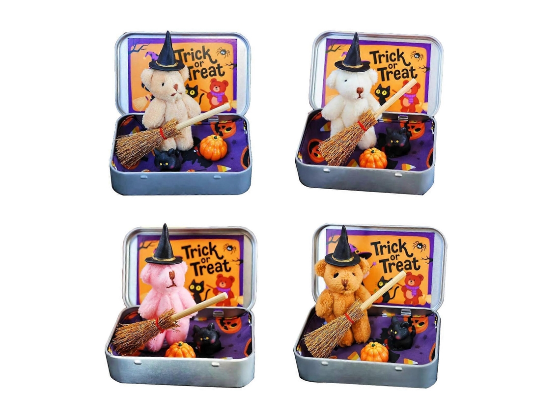 Conjunto De Ursinhos Bruxas De Halloween Em Caixa, Decoração E Presente