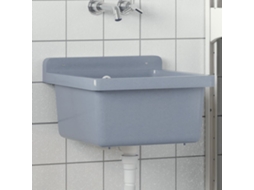 Vidaxl Lavatório De Parede 40x40x24 Cm Resina Cinzento