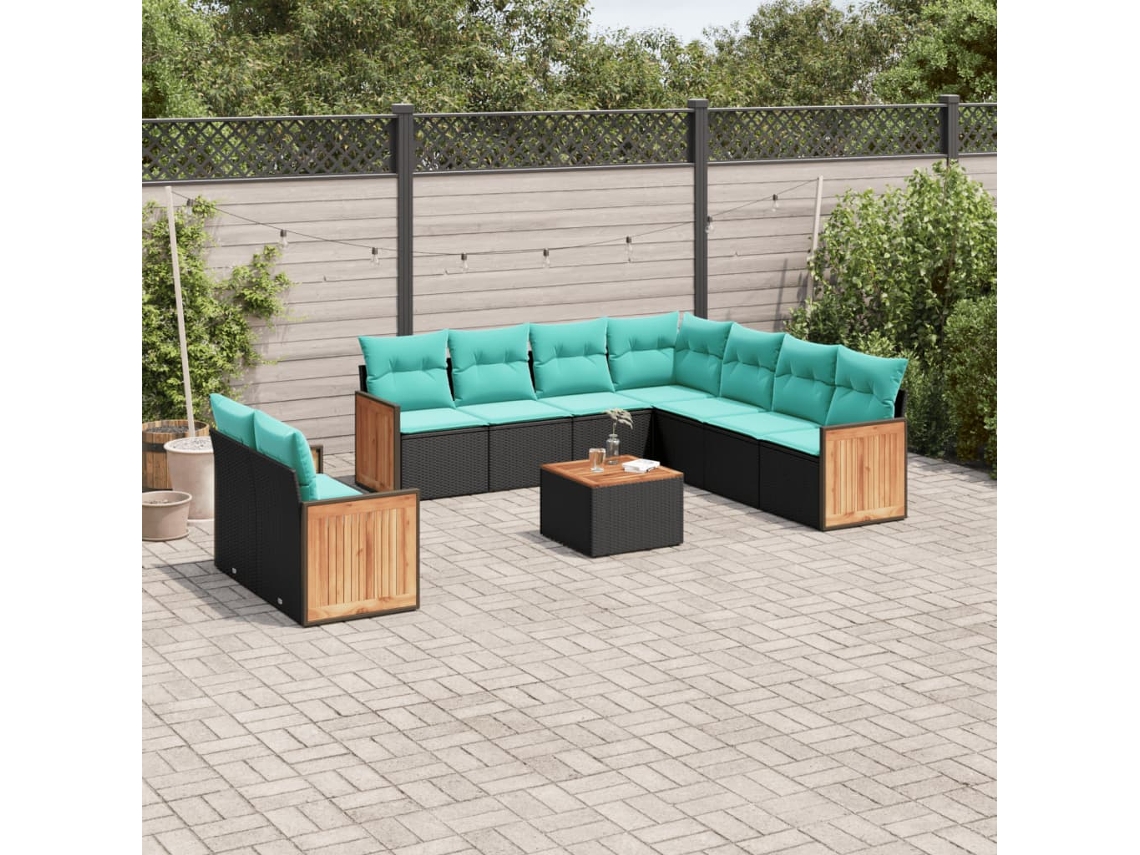 Conjunto de Sofá de Jardim com 12 Peças e Almofadas em Rattan Sintético Cinza VIDAXL