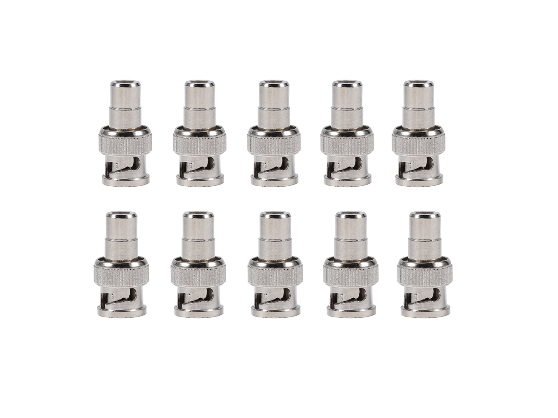 Adaptadores Mali 10 com conector BNC macho para RCA fêmea para sistema de CFTV