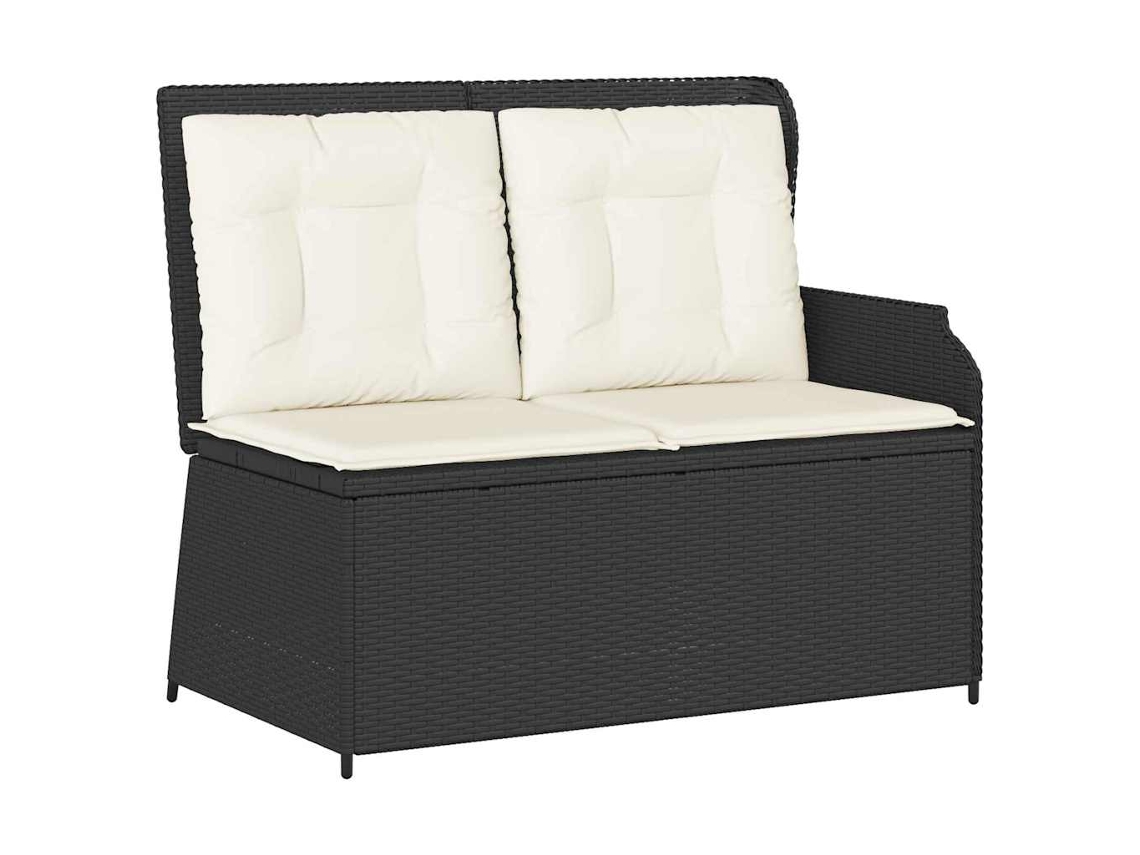 Conjunto 1 Banco De Jardim Vidaxl Preto Vime Pe (110 X 67 X 95 Cm)