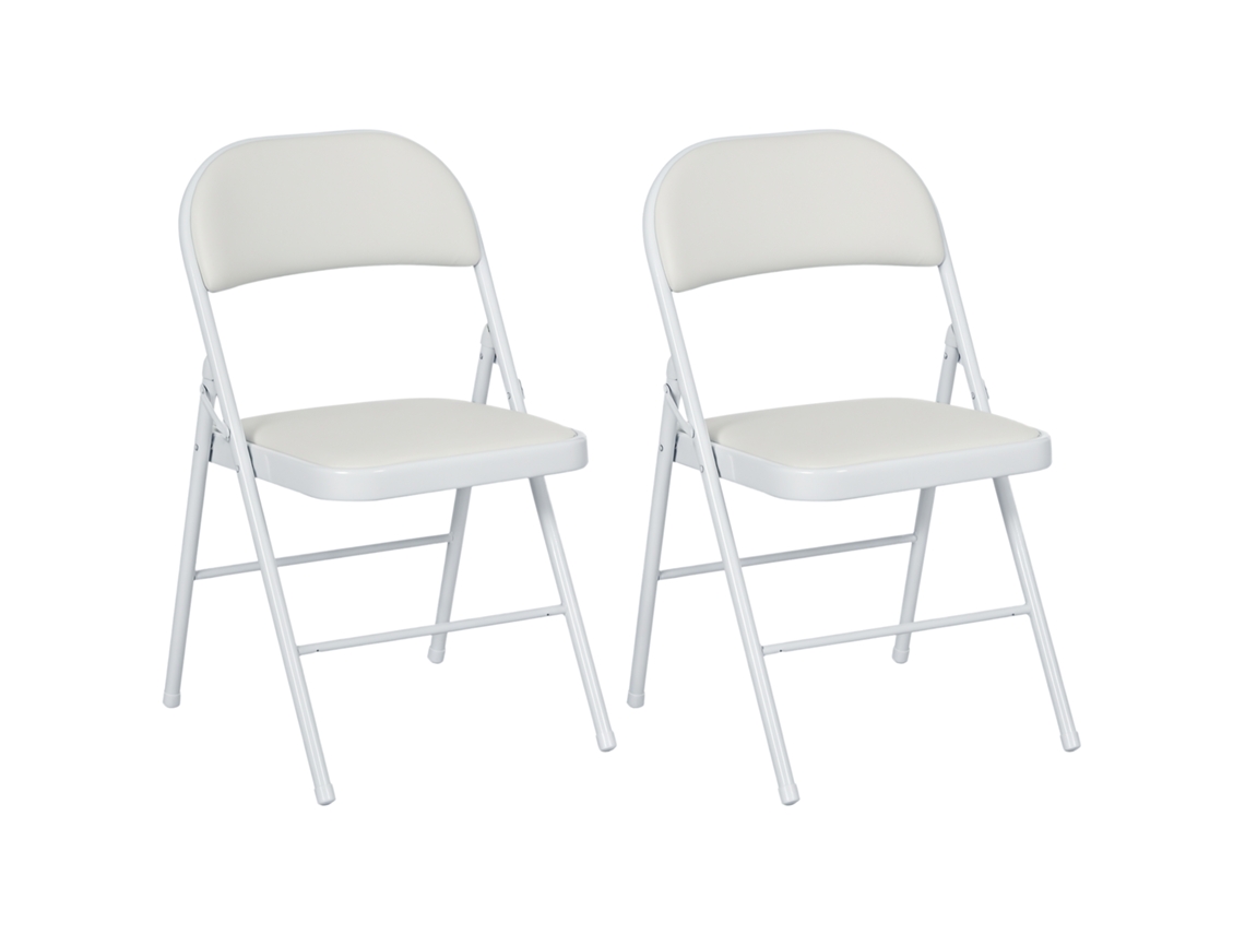 2 cadeiras abatíveis BTFORUS, com encosto e estrutura de aço, para escritório ou estudo, 45x46x78cm, branco