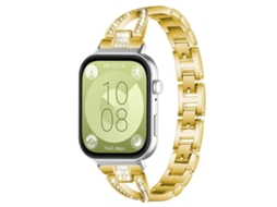 Bracelete para Huawei Watch Fit 4 / Fit 4 Pro / Fit 3 Metal Diamante em Formato de X Dourada XIAOMOYU