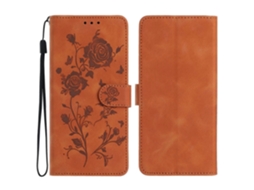 Capa De Celular Em Couro Com Estampa De Rosa Em Relevo Para Redmi 15 5g/4g (171 Mm, Tamanho Europeu).