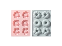 2 Moldes de Donut de Silicone LAXISCREED Azul e Rosa