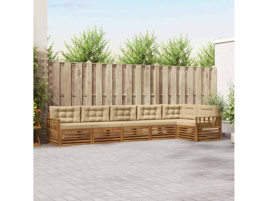 Vidaxl Conjunto De Sofás Para Exterior 6 Pcs Natural E Bege