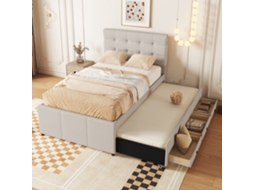 Cama Extensível 90x190x200 com 3 Gavetas Bege