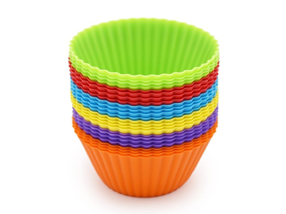 2026 molde de Cupcakes de Silicona, 24 Piezas Reutilizables Antiadherentes, Colores Arcoíris, para Horno Microondas Y Lavavajillas
