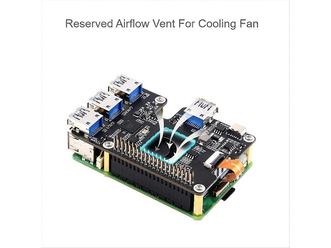 Para Raspberry Pi 5 Pcie Para Usb 3.2 Gen1 Hat Pcie Para Hub Usb 4 Portas Usb Plug E Play Para Raspberry Pi 5