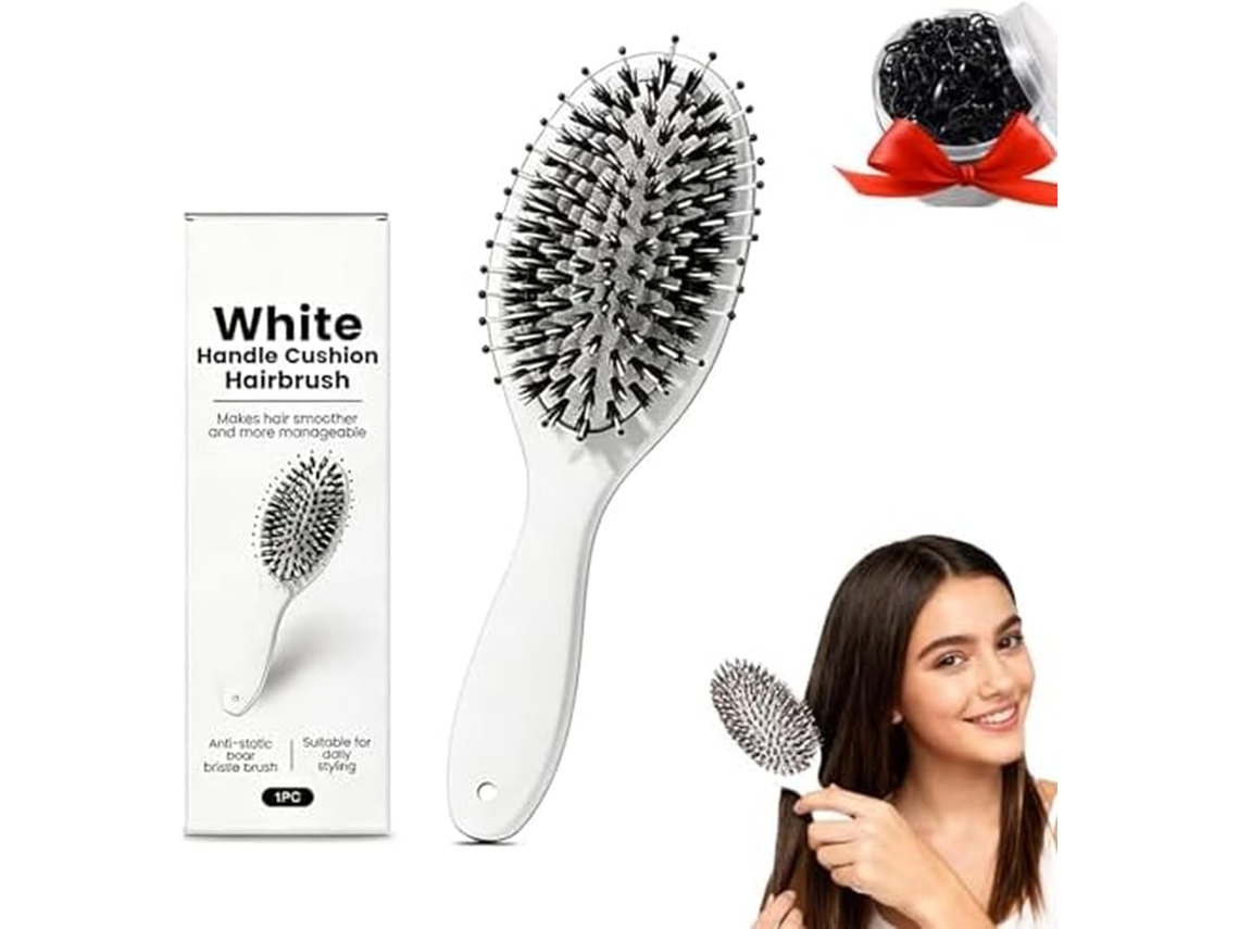 Escova Desembaraçadora Com Cerdas De Javali E Nylon Pontas Microesferas Para Cabelos Mais Macios, Fortes E Brilhantes