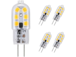 Rebe bombilla Led G4 5 Pack 1,5w Equivalente a 20w Halógeno 12v 120lm 2700k Ahorro de Energía para Campanas de Cocina Y Focos