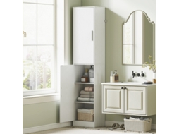 Armário Alto Para Banheiro Com 2 Portas, Prateleiras Ajustáveis 40 X 35 X 180 Cm, Branco Liptaptyn